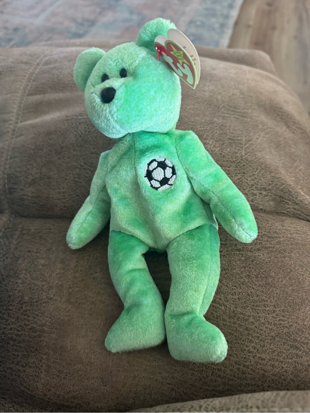 Ty Green Plush Soccer Bear